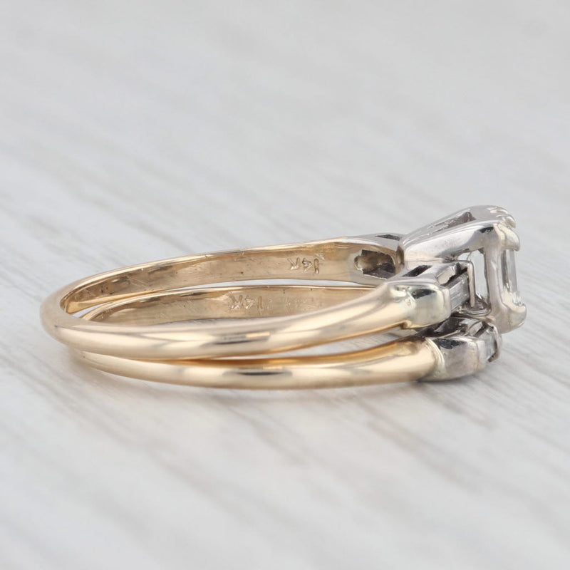 0.50ctw Diamond Engagement Ring Wedding Band Guard Bridal Set 14k Gold Size 6
