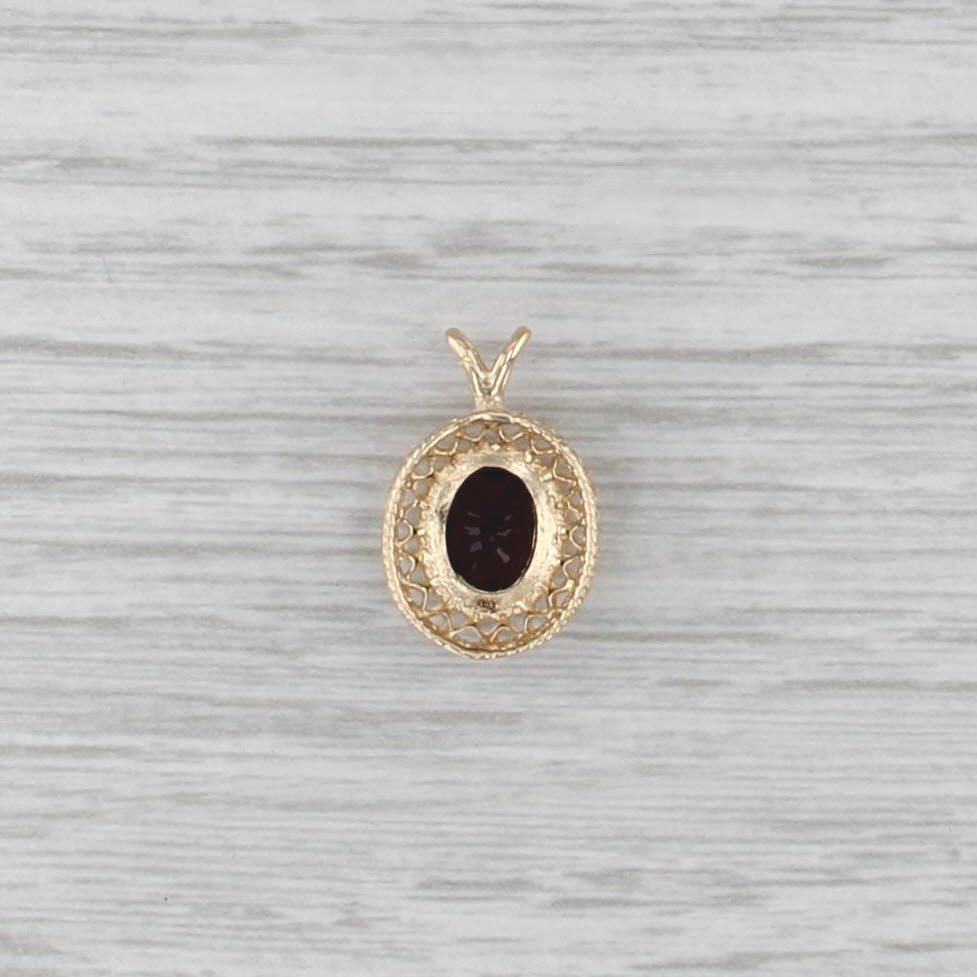 1.25ct Garnet Oval Solitaire Pendant 14k Yellow Gold Small Drop