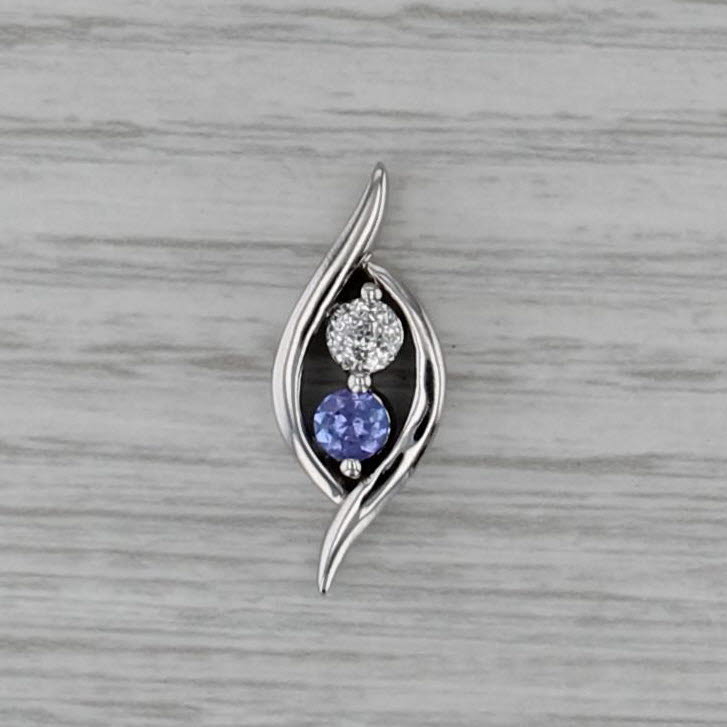 0.55ctw Diamond Tanzanite Floating Drop Pendant 14k White Gold