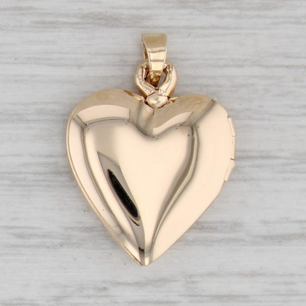 Gray Vintage Diamond Heart Picture Heart Locket Pendant 14k Yellow Gold Engravable