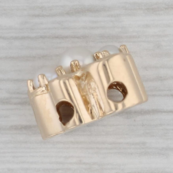 Goldmen Kobler Cultured Pearl Slide Bracelet Charm 14k Yellow Gold Vintage