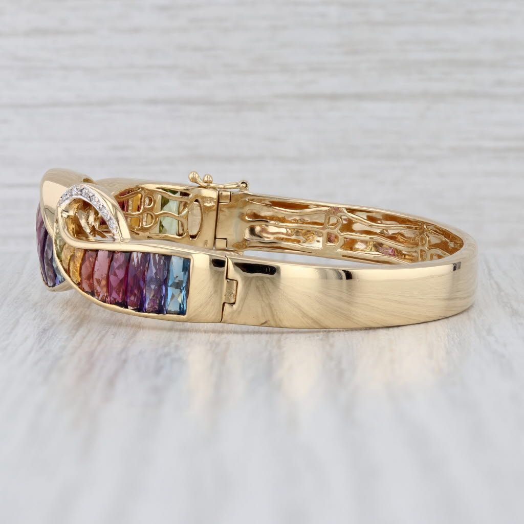 Bellari Rainbow Gemstone Bangle Bracelet 18k Gold Topaz Iolite Amethyst Peridot