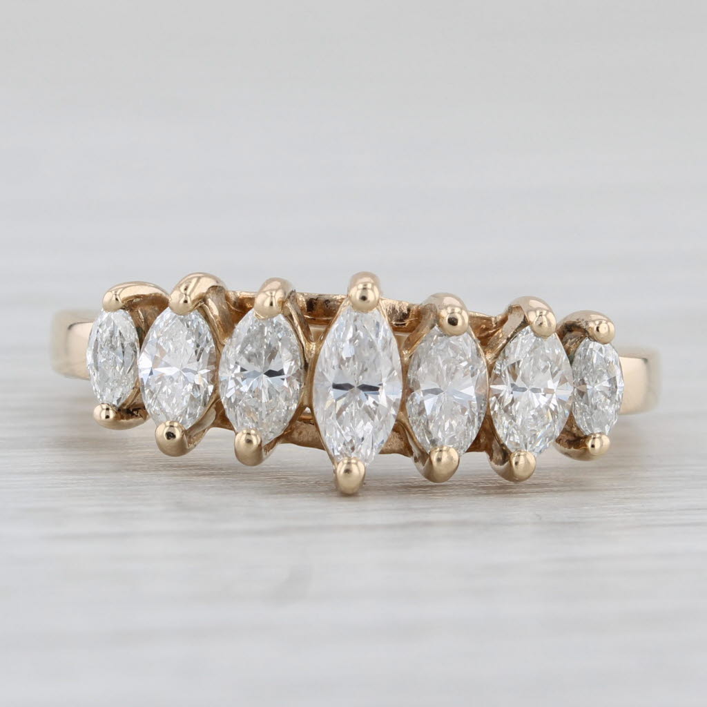 1ctw Diamond Marquise Tiered Pyramid Ring 14k Yellow Gold Size 7.5