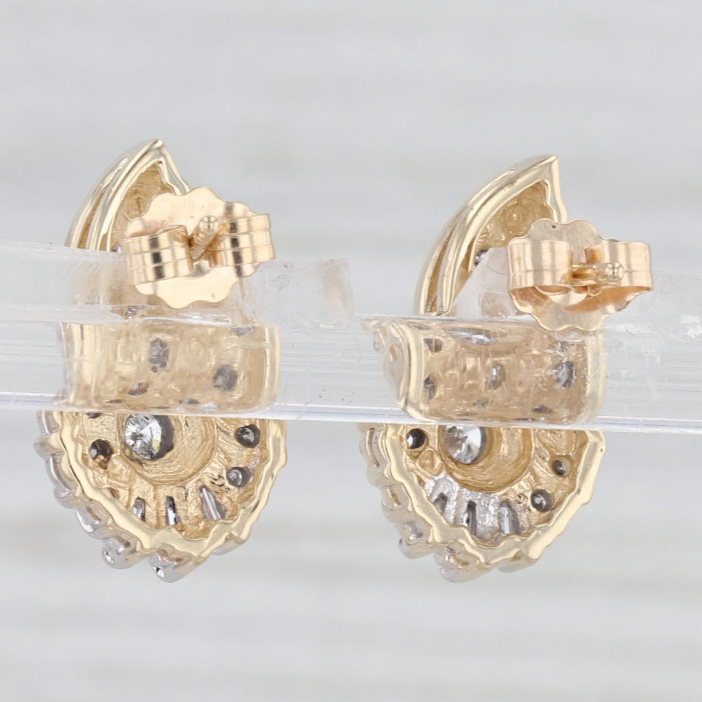 Light Gray 0.31ctw Diamond Swirl Drop Stud Earrings 14k Yellow Gold