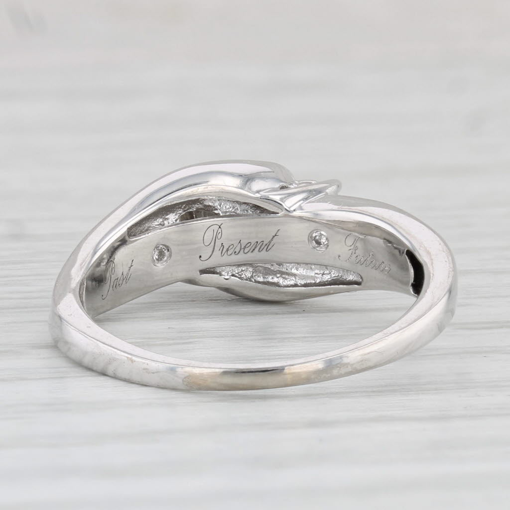 Light Gray 0.23ctw Diamond 3-Stone Engagement Ring 10k White Gold Size 8 Bypass