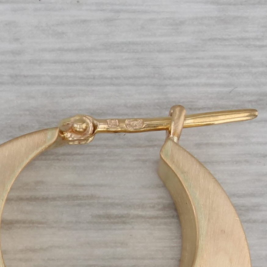 Dark Gray Vintage Brushed Hoop Earrings 800 Yellow Gold Snap Top Posts Portuguese