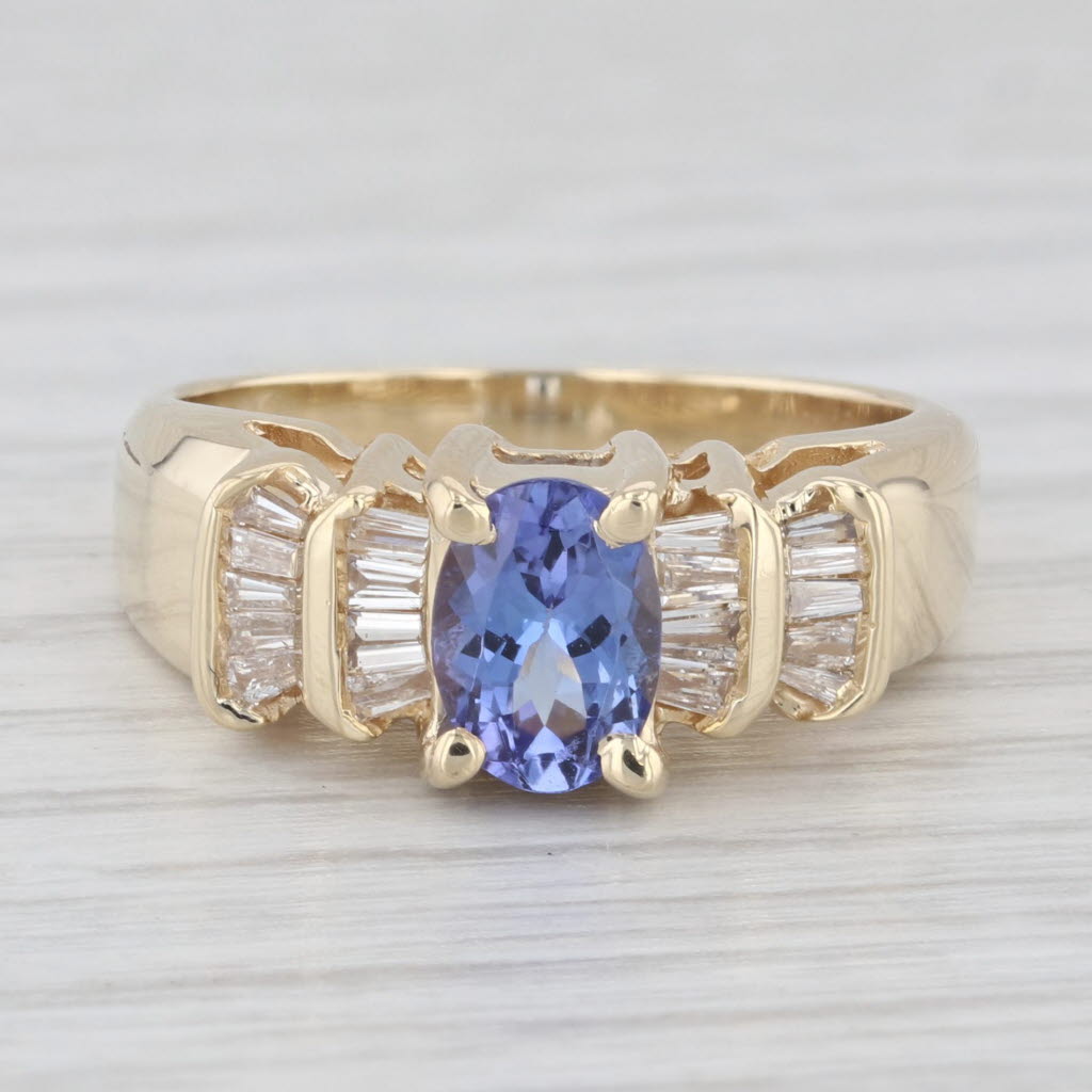 Light Gray 1.25 ctw Tanzanite Diamond Baguette 14K Yellow Gold Size 6.25 Ring