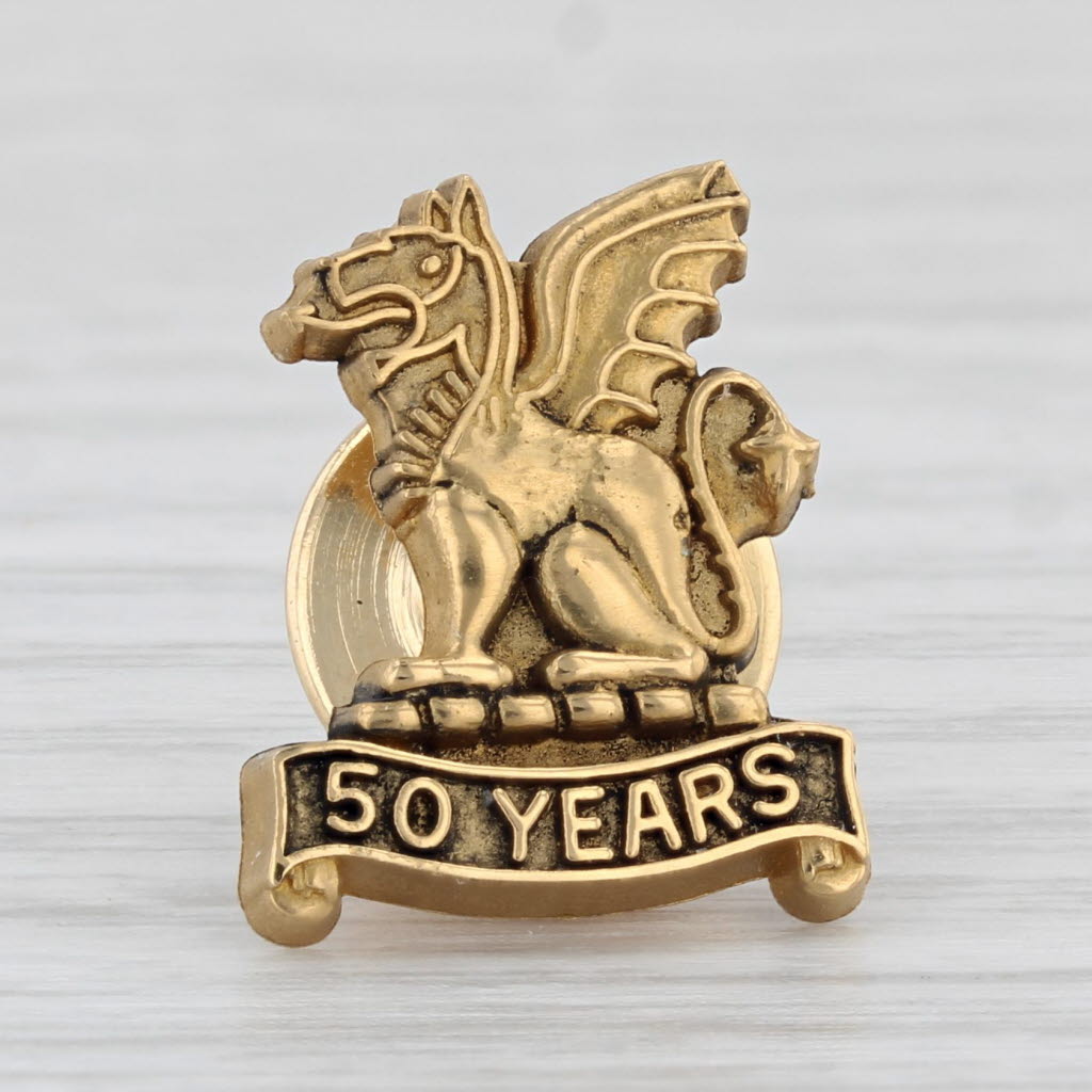 Light Gray Beta Theta Pi 50 Year Griffin Pin Vintage Greek Fraternity Badge