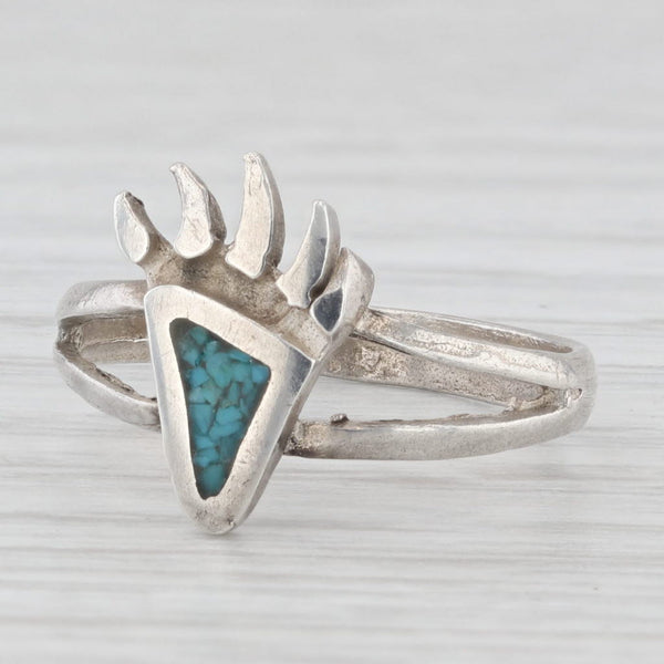 Huge VTG Sterling Silver Turquoise MOP Bear Claw Ring offers Sz 7.25