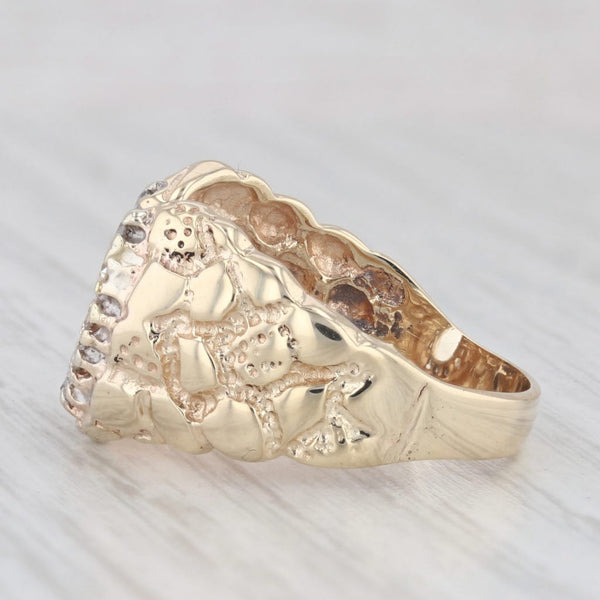 0.16ctw Diamond Horseshoe Ring 10k Yellow Gold Nugget Band Size 7.75