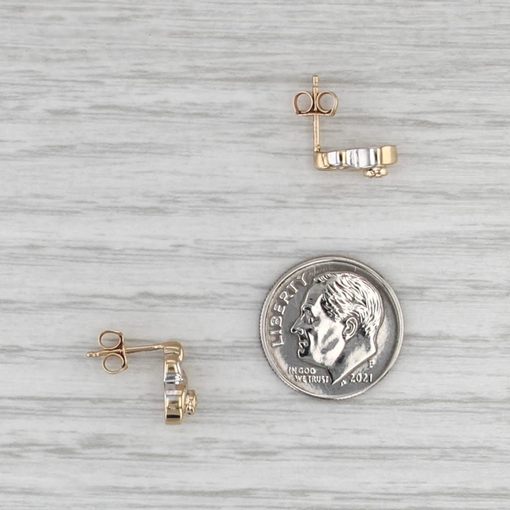 Diamond Solitaire Drop Stud Earrings 10k Yellow Gold Studs
