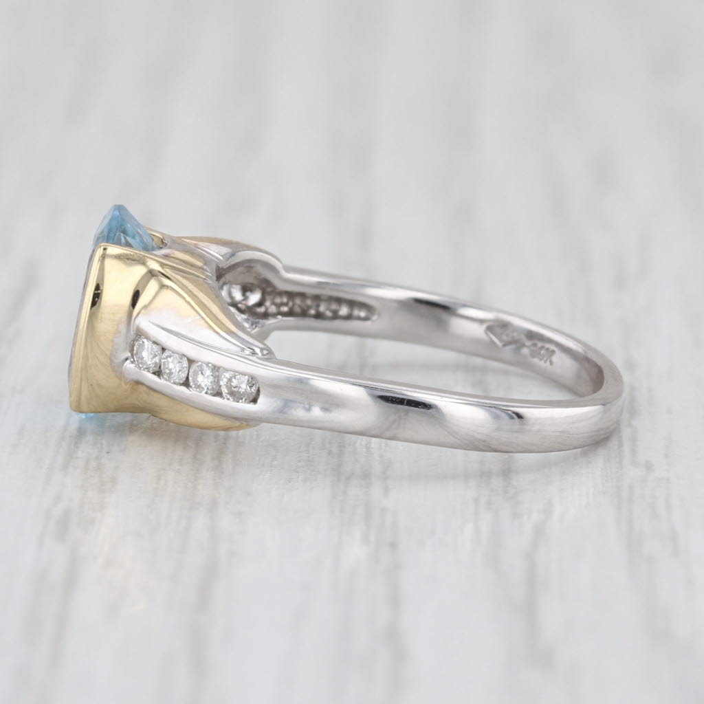 2.56ctw Oval Aquamarine Diamond Ring 14k Yellow White Gold Size 7.75
