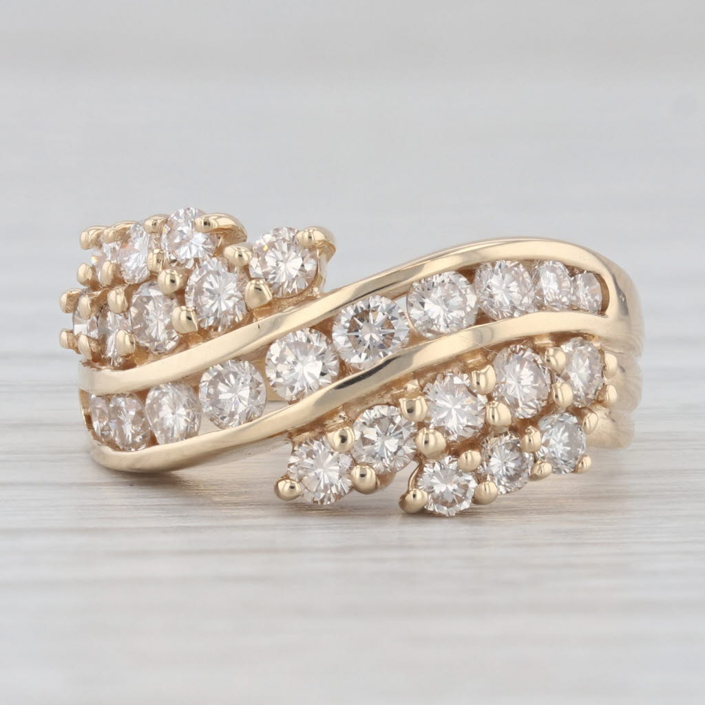 Light Gray 1.50ctw Diamond Bypass Ring 14k Yellow Gold Size 6.5 Cocktail