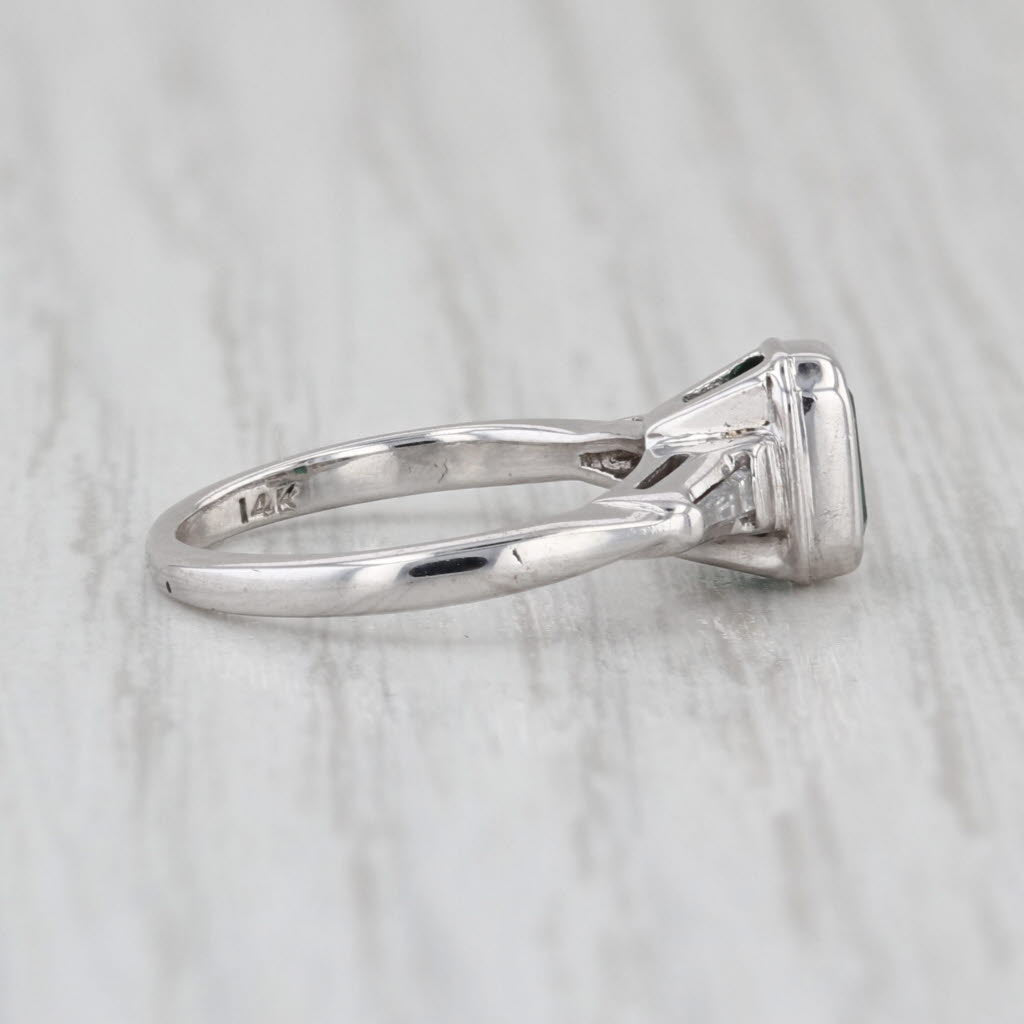 0.57ctw Emerald Diamond Ring 14k White Gold Size 3.5 Engagement