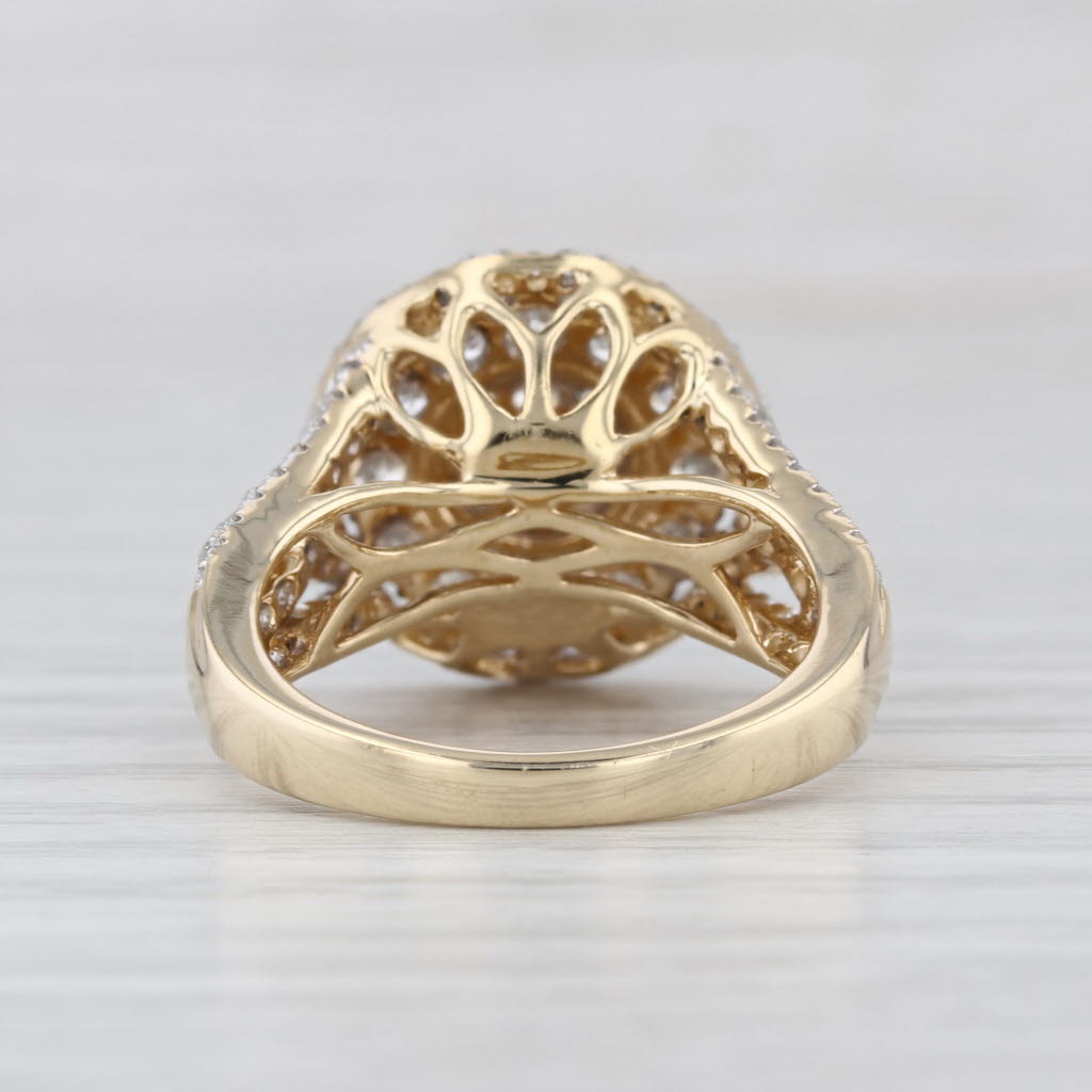 1.52ctw Diamond Cluster Halo Ring 14k Yellow White Gold Size 6.75 Cocktail