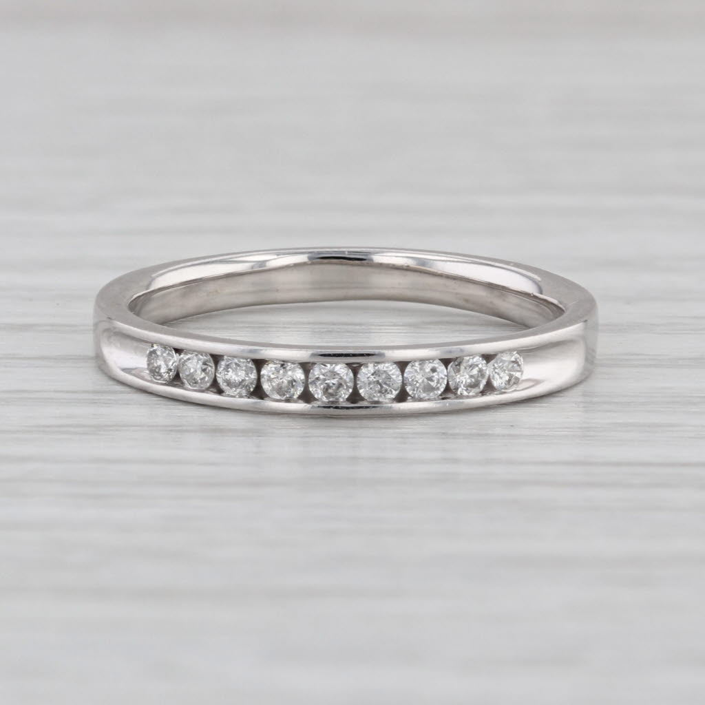 0.18ctw Diamond Wedding Band 10k White Gold Stackable Anniversary Ring