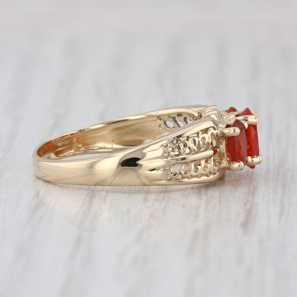 1.06ctw Mexican Fire Opal 3-Stone Ring 14k Yellow Gold Size 9