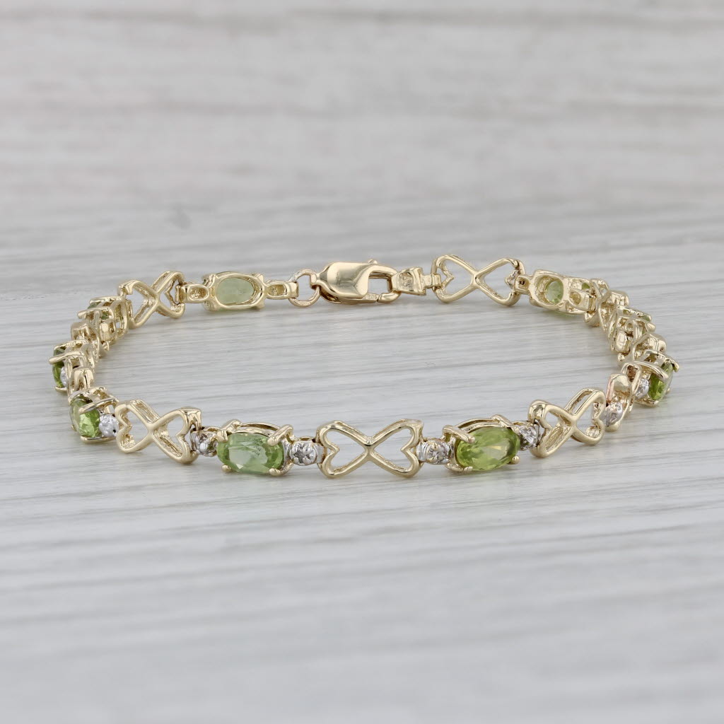 Gray 2.25ctw Peridot Tennis Bracelet 10k Yellow Gold 6.5" 4mm