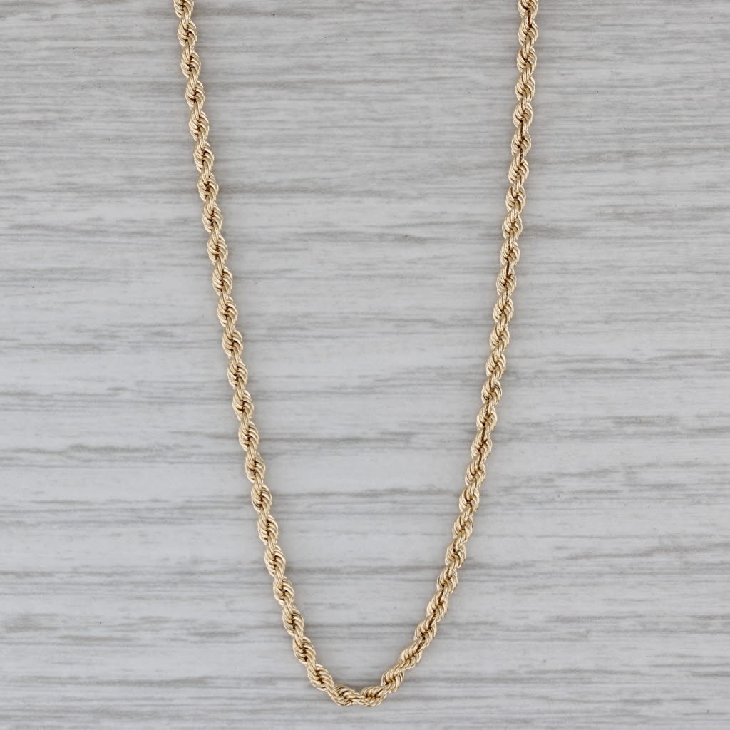 Gray Rope Chain Necklace 14k Yellow Gold 18" 2.1mm Italy