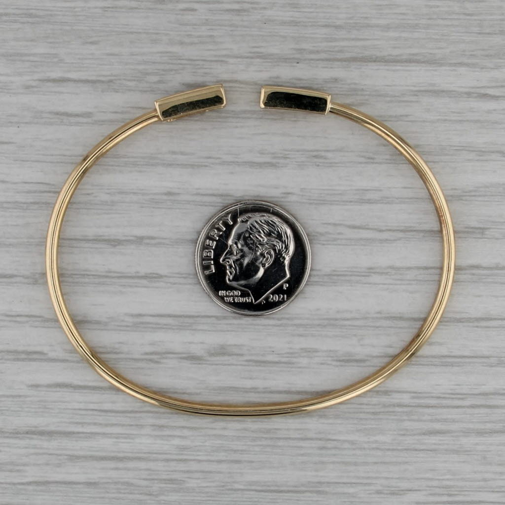 0.15ctw Diamond Cuff Bangle Bracelet 10k Yellow Gold 6.5" Adjustable
