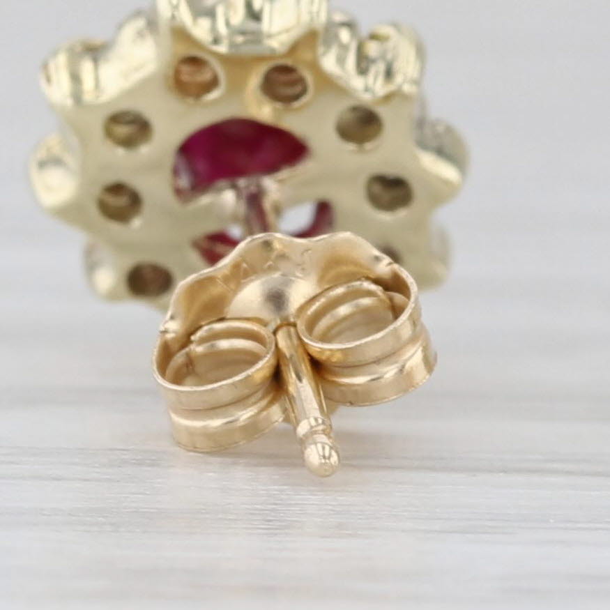 Light Gray 1.30ctw Oval Ruby Diamond Halo Stud Earrings 14k Yellow Gold