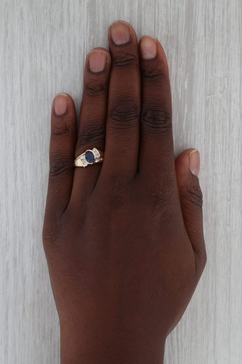 Dark Gray 1.40ctw Blue Sapphire Diamond Ring 14k Yellow Gold Size 8