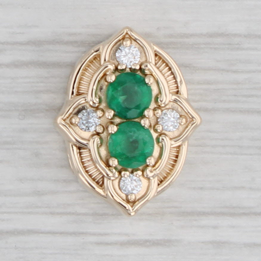 Gray 0.62ctw Emerald Diamond Slide Charm 14k Yellow Gold Vintage Daffer