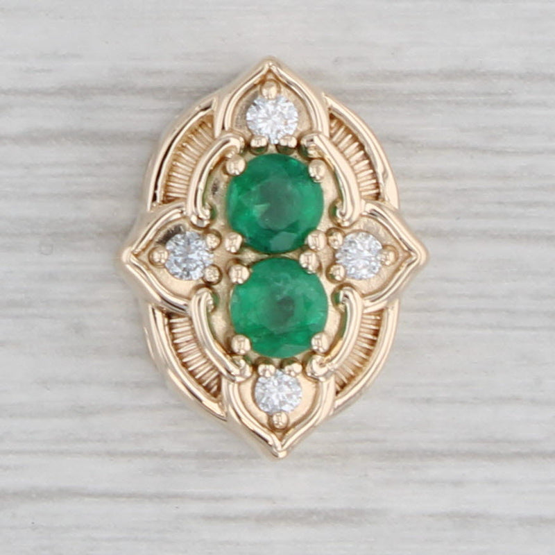 Gray 0.62ctw Emerald Diamond Slide Charm 14k Yellow Gold Vintage Daffer