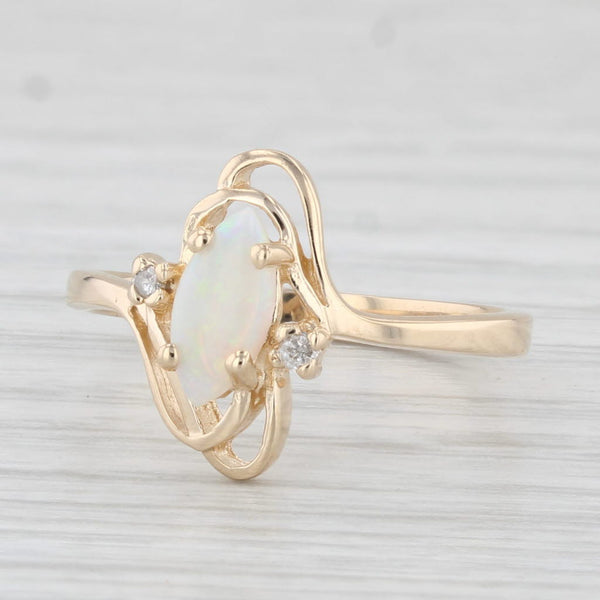 Opal Ring 14k Yellow Gold Size 6.25 Marquise Cabochon Solitaire