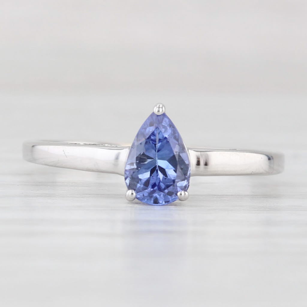 Light Gray 0.74ct Pear Tanzanite Solitaire Ring 10k Gold Size 7 COA Jacque Christie