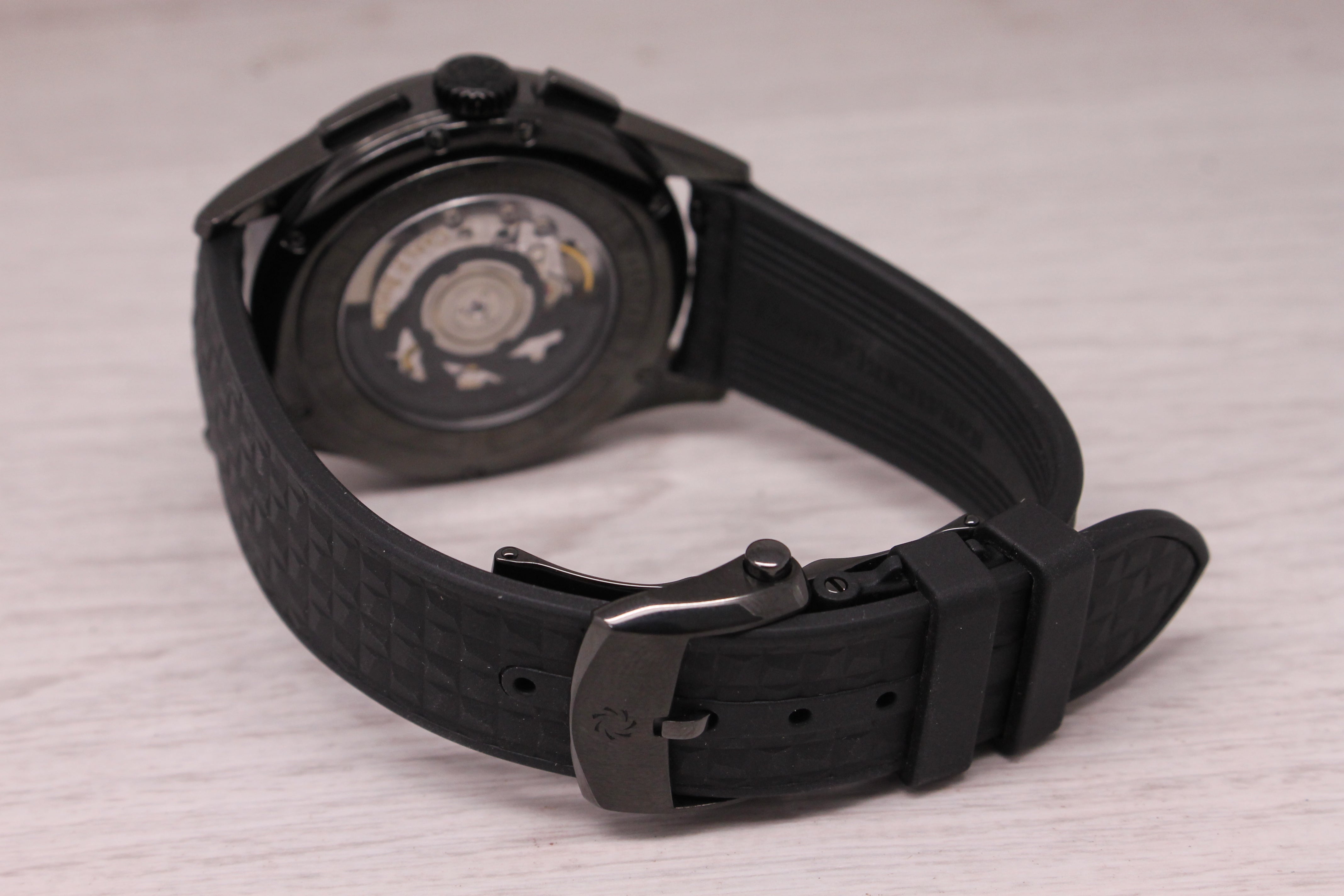 Dark Slate Gray Carl Bucherer Mens BiCompax Chronograph Big Date DLC Coated 41mm Watch w Box