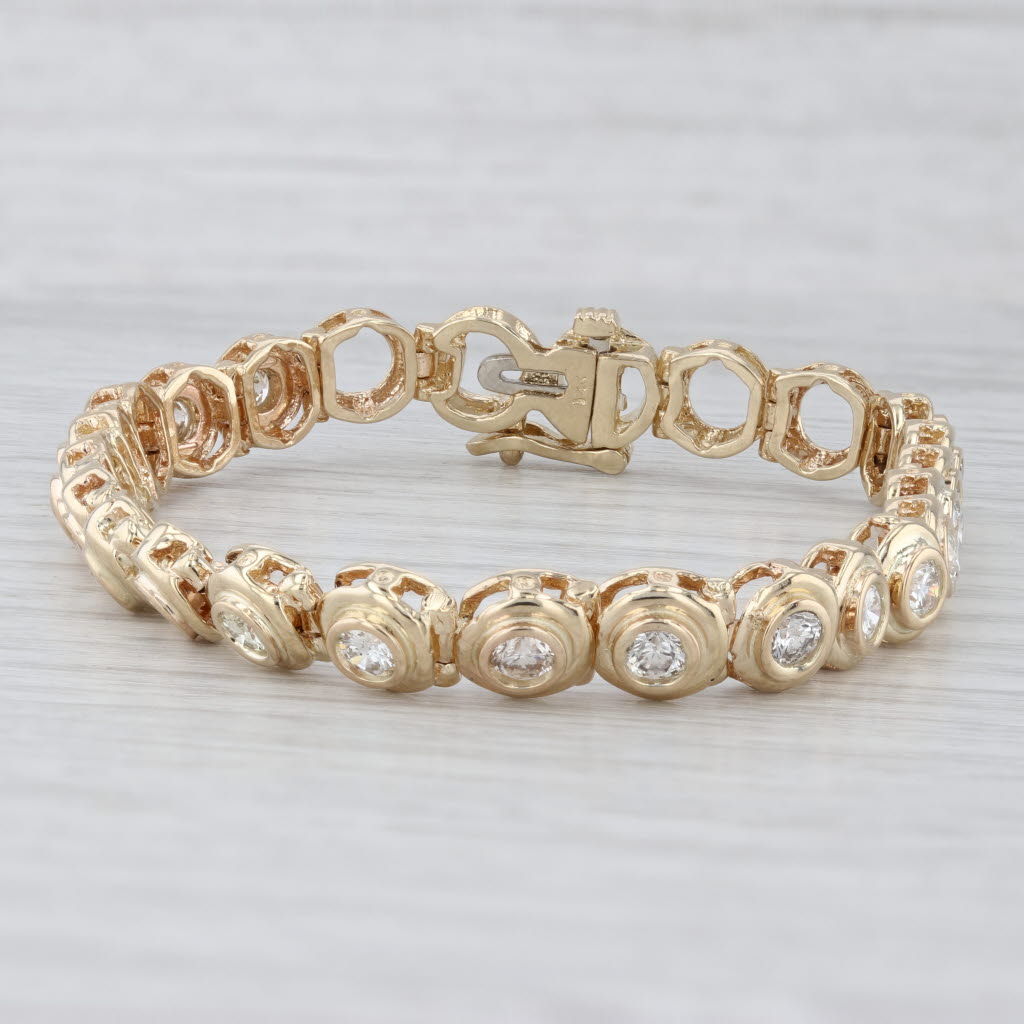 3.30ctw Diamond Tennis Bracelet 14k Yellow Gold 6.75" 7.3mm