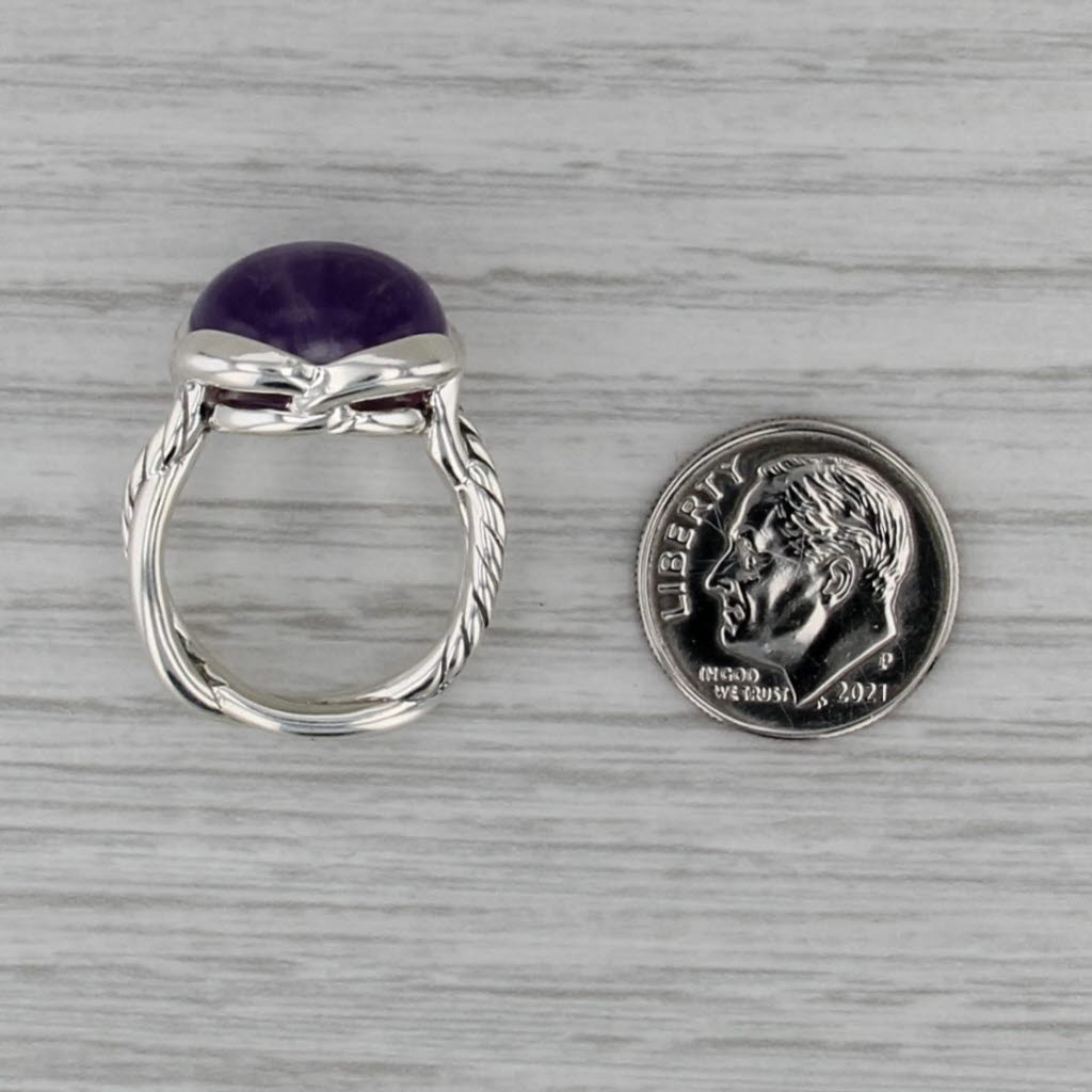 David Yurman Continuance 14mm Amethyst Round Cabochon Ring Sterling Silver