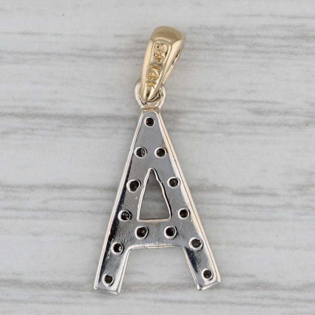 Gray Diamond Letter Initial A Pendant 14k White Yellow Gold