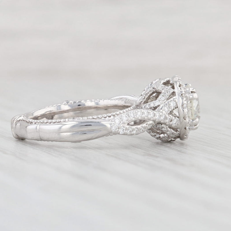 Light Gray Verragio 1.29ctw Round Diamond Halo Engagement Ring 14k White Gold Size 3.75 GIA