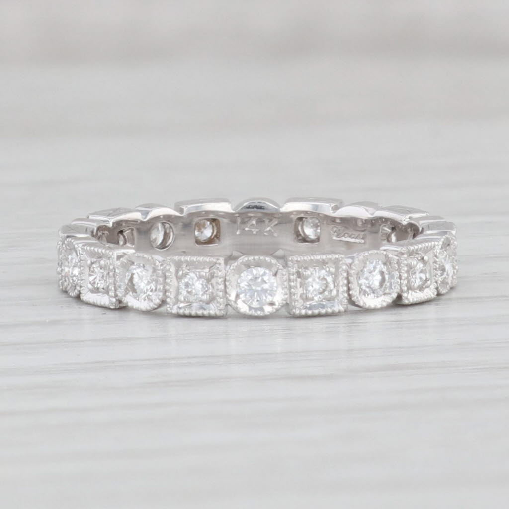 Light Gray New 0.38ctw Diamond Eternity Ring 14k White Gold Wedding Band Stackable Size 6.5