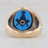 Light Gray Masonic Signet Ring Lab Created Spinel 10k Yellow Gold Size 7.75 Blue Lodge