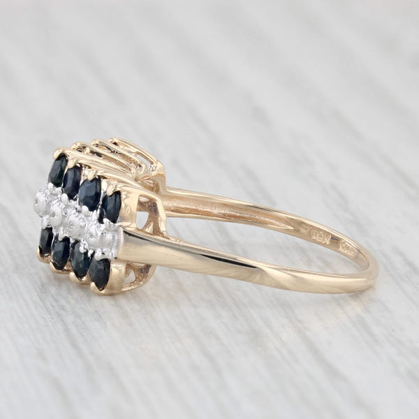 0.88ctw Blue Sapphire Diamond Ring 10k Yellow Gold Size 6.25 Tiered Pyramid