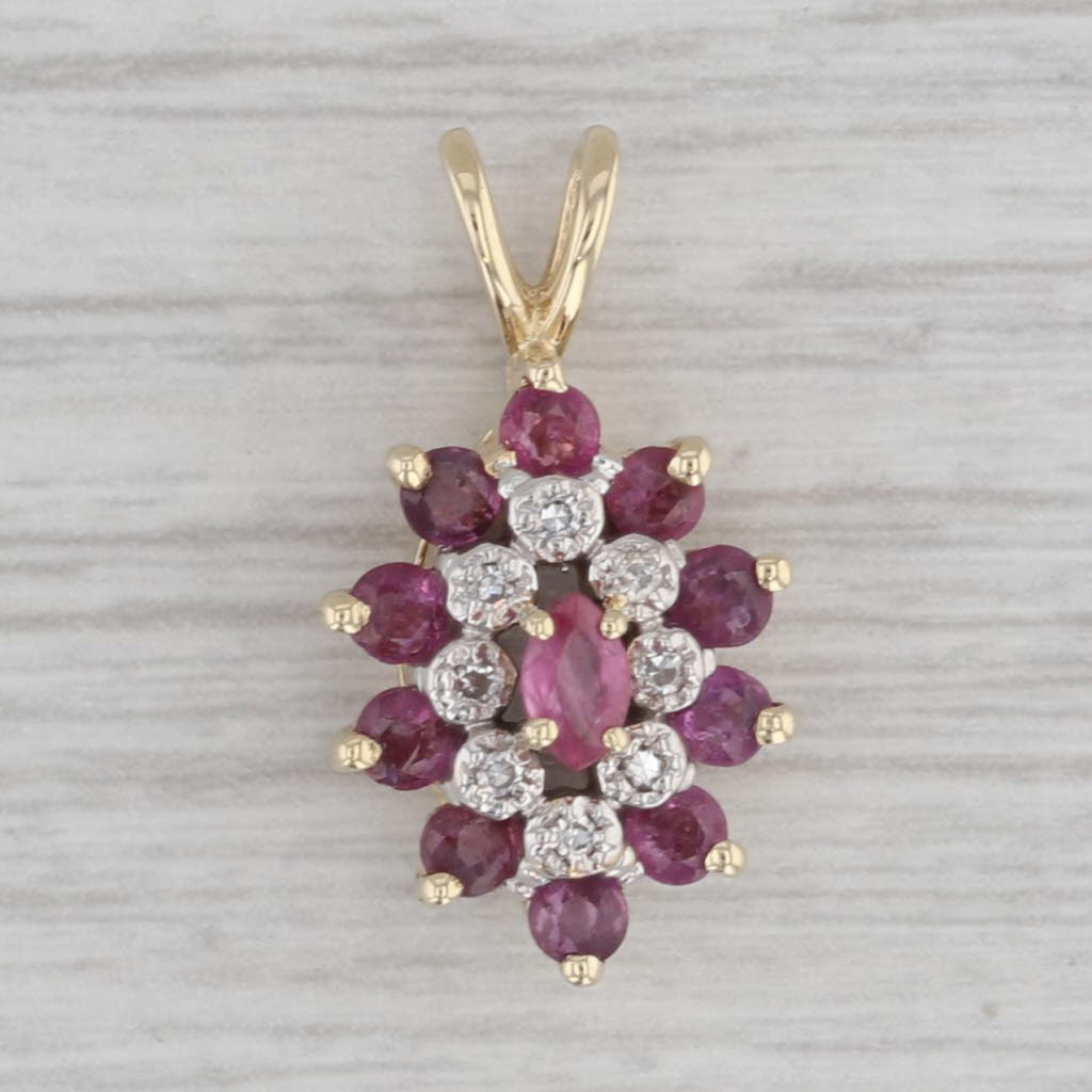 Gray 0.91ctw Ruby Diamond Pendant 14k Yellow Gold Marquise Drop