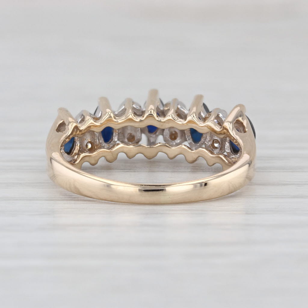 0.86ctw Diamond Sapphire Rooftop Ring 14k Yellow Gold Stackable Pyramid Size 5.5