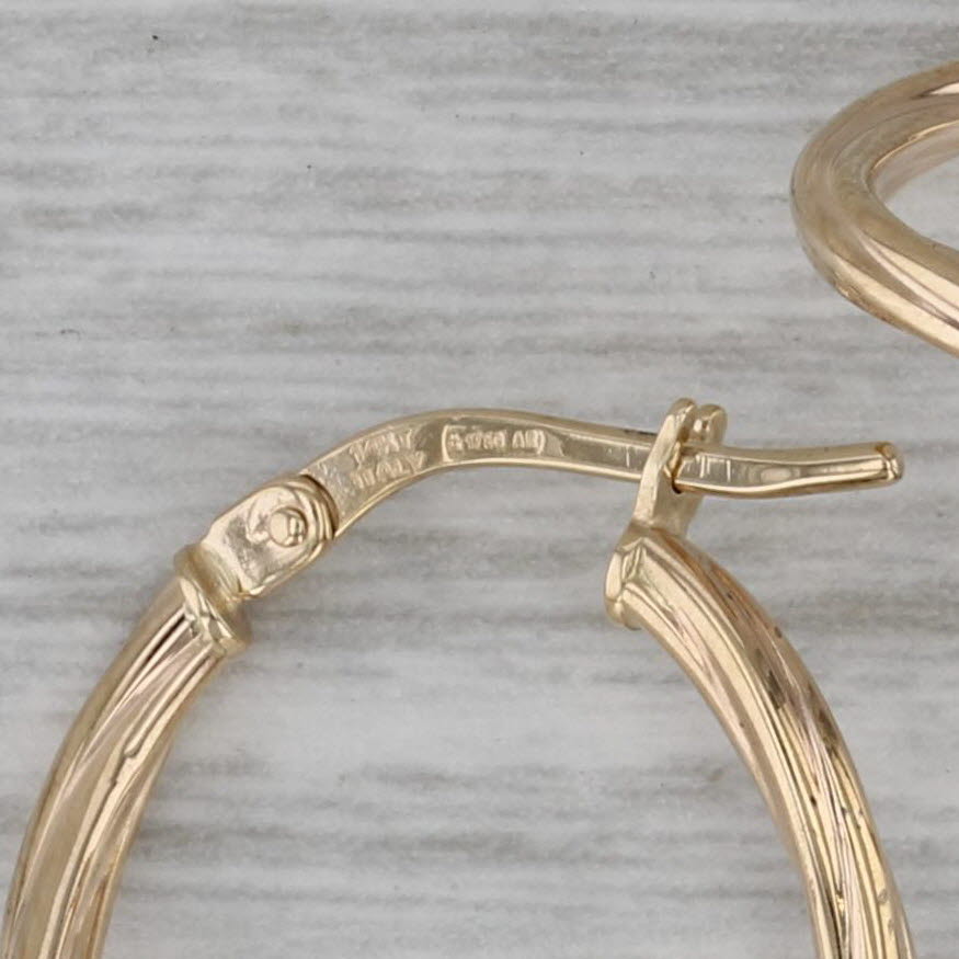 Dark Gray Curved Hoop Earrings 14k Yellow Gold Snap Top Oval Hoops