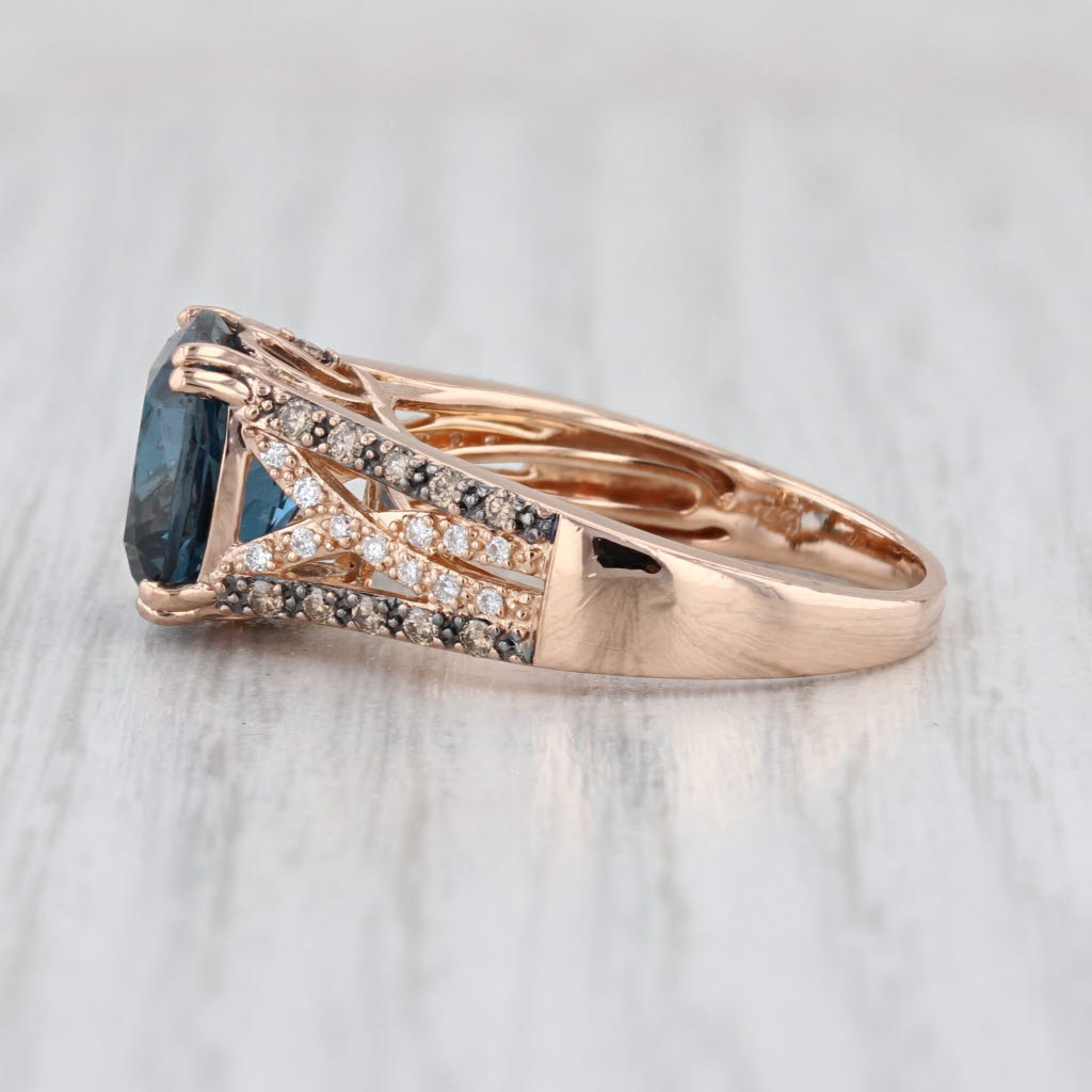 Le Vian 5.84ctw London Blue Topaz Diamond Ring 14k Rose Gold Size 8.5