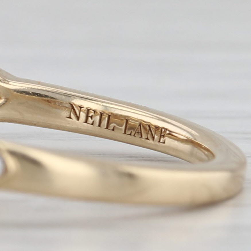 0.93ctw Diamond Halo Engagement Ring Contoured Wedding Band 14k Gold Neil Lane