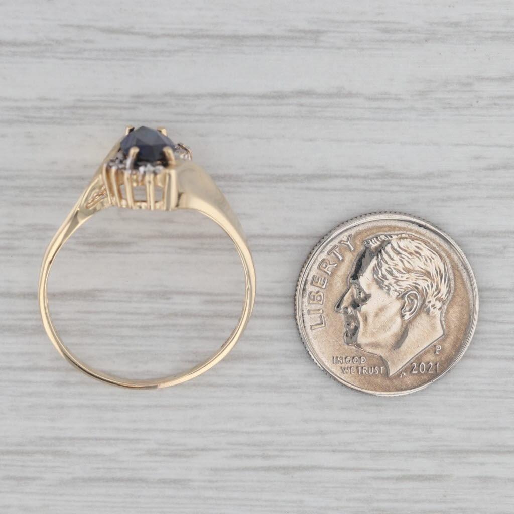 1.30ct Lab Created Blue Sapphire Bypass Ring 10k Gold Diamond Accents Size 9