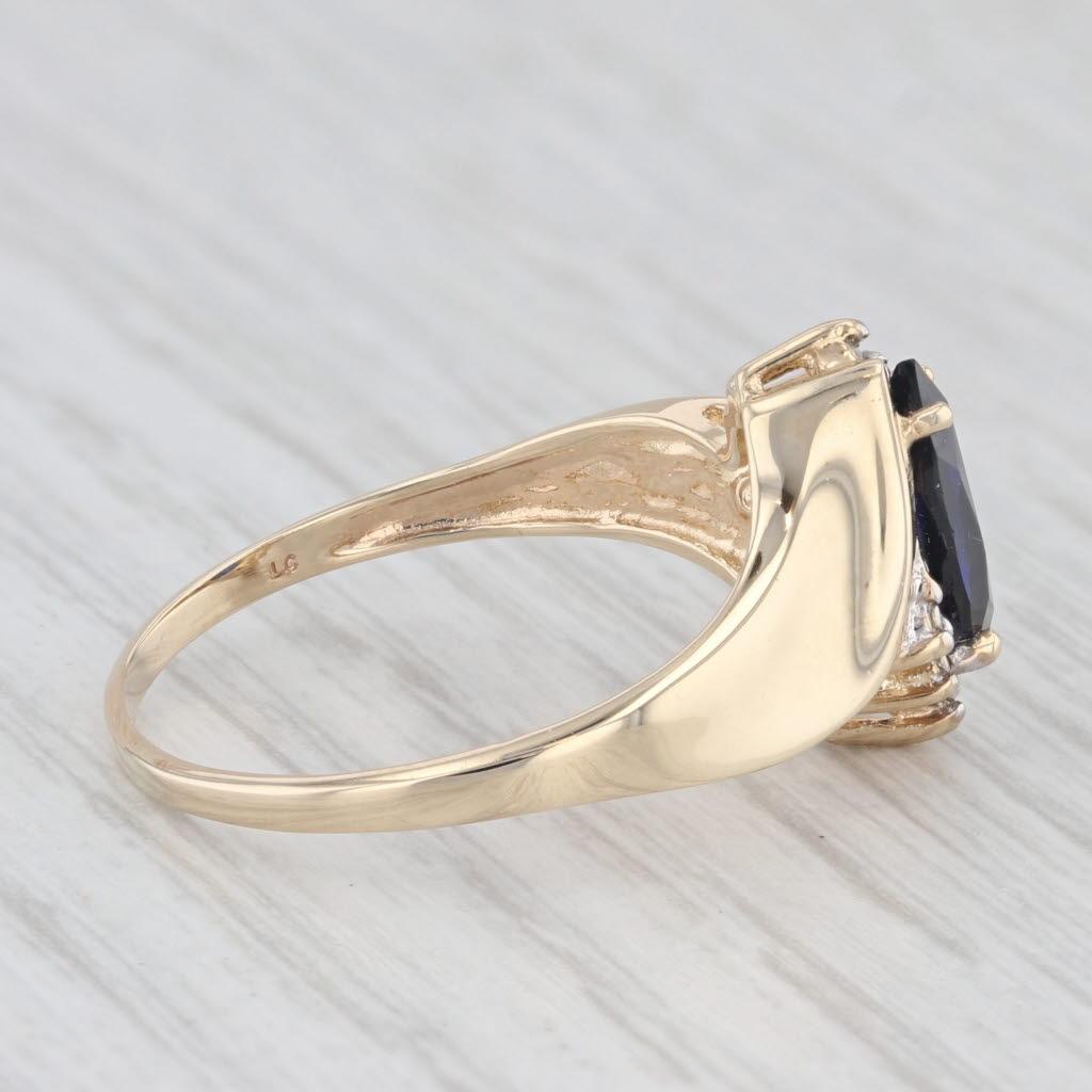 1.30ct Lab Created Blue Sapphire Bypass Ring 10k Gold Diamond Accents Size 9