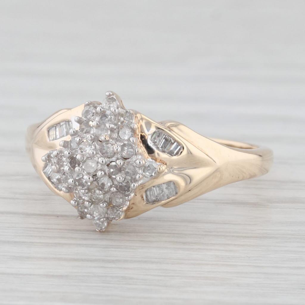 0.39ctw Diamond Cluster Ring 10k Yellow Gold Size 9.25
