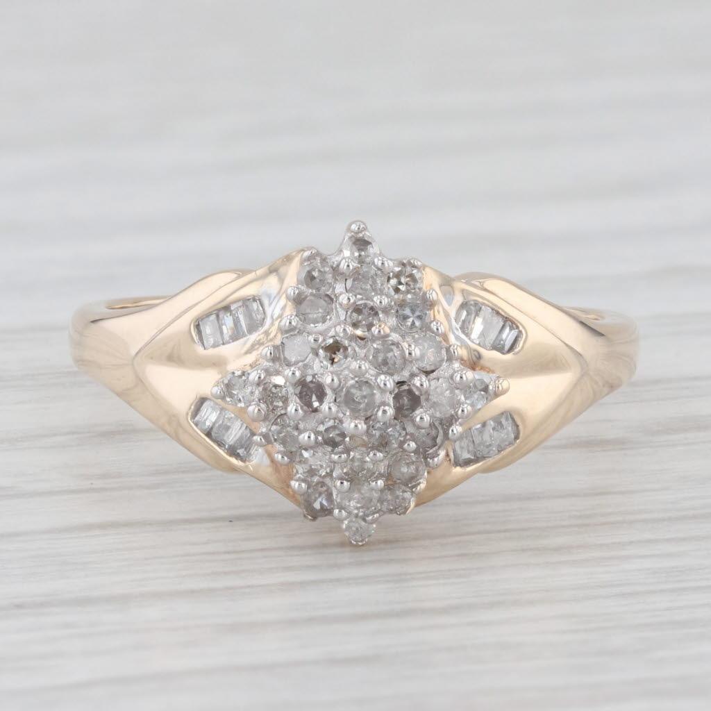 0.39ctw Diamond Cluster Ring 10k Yellow Gold Size 9.25