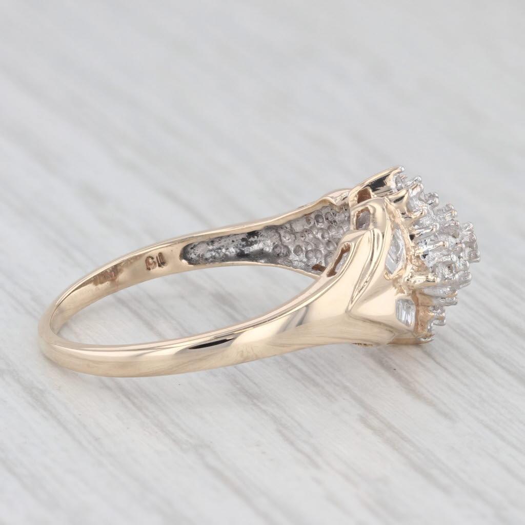 0.39ctw Diamond Cluster Ring 10k Yellow Gold Size 9.25