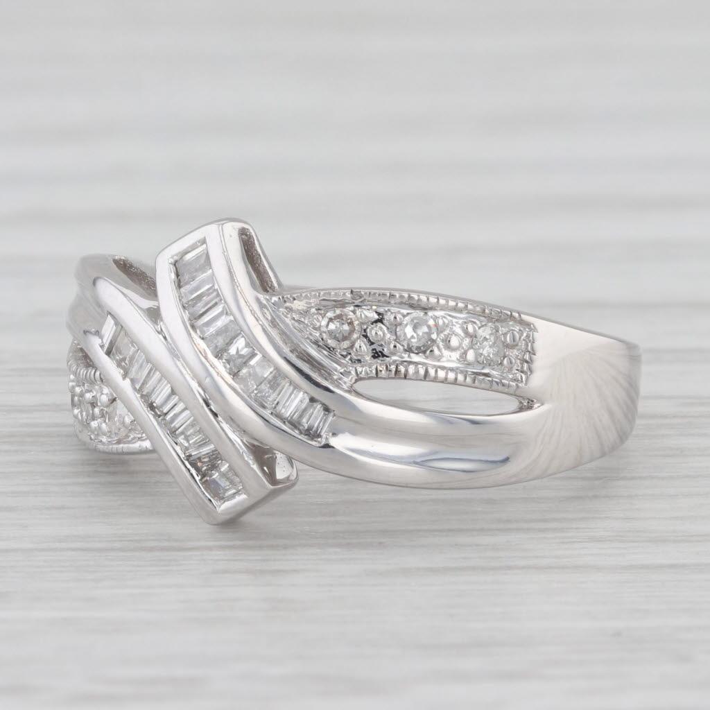 0.29ctw Diamond Bypass Ring 14k White Gold Size 7