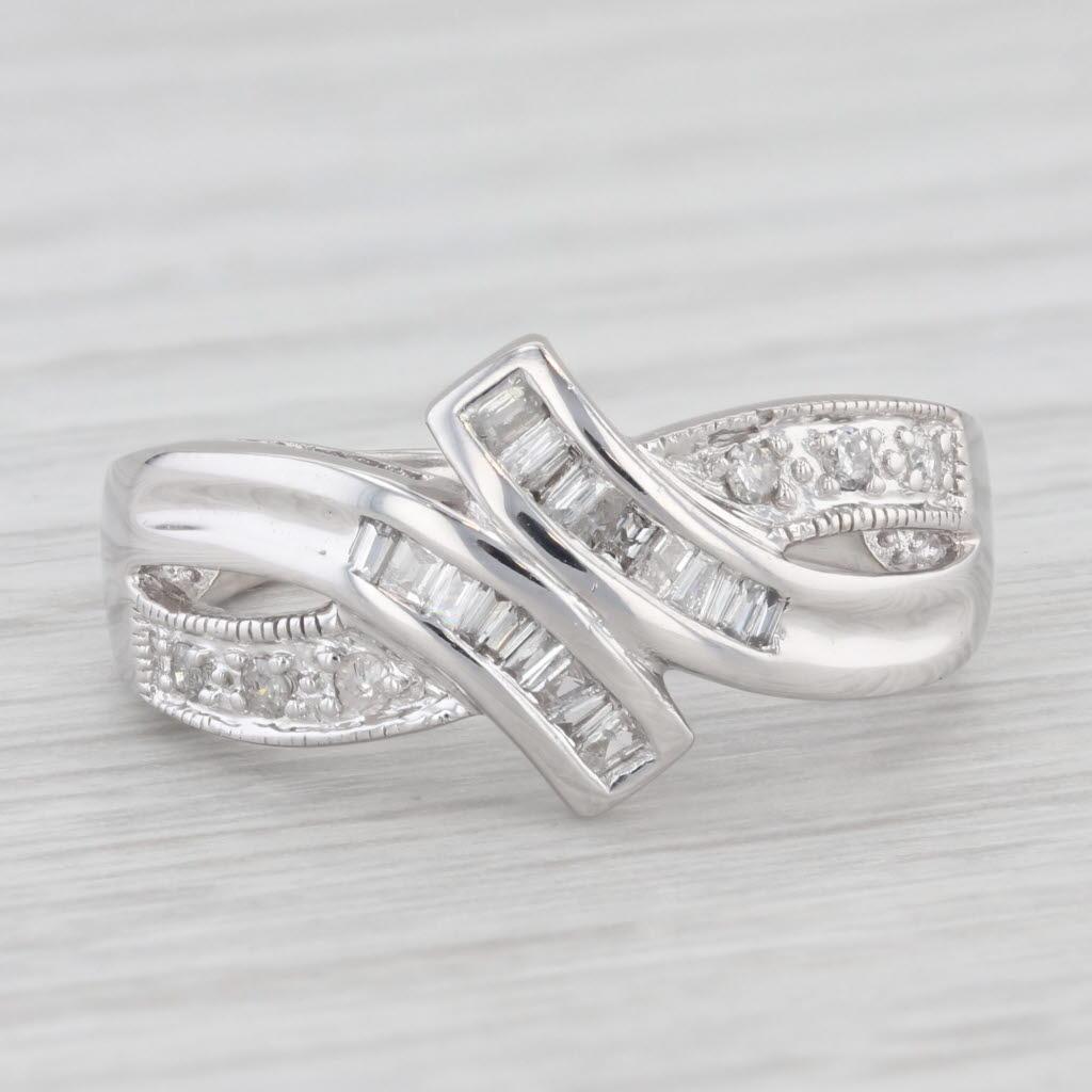 0.29ctw Diamond Bypass Ring 14k White Gold Size 7